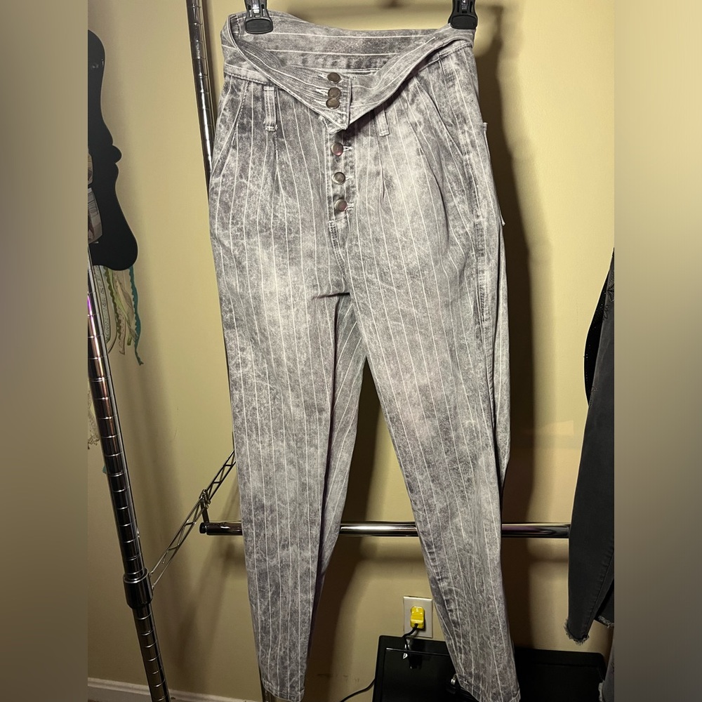 Pinstripe high waisted baggy pants - Picture 4 of 7